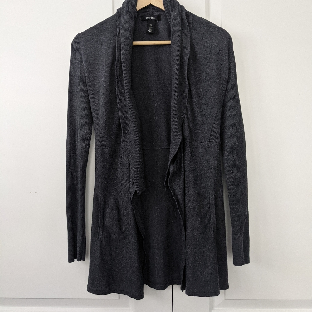 White House Black Market Sweater Jacket with Pockets - Dark Grey - Sz. XS